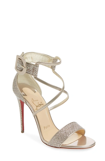 Shop Christian Louboutin Choca Lux Ankle Strap Sandal In Colombe