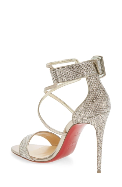 Shop Christian Louboutin Choca Lux Ankle Strap Sandal In Colombe