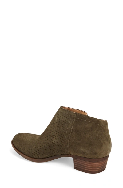 Shop Lucky Brand Brielley Perforated Bootie In Dark Olive Suede