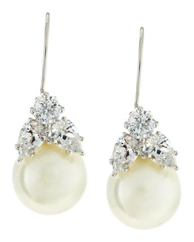 Shop Fantasia By Deserio 2.0 Tcw Simulated Pearl & Cubic Zirconia Drop Earrings In White