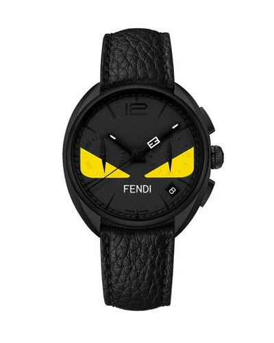 Shop Fendi Black Stainless Steel Monster Watch In Black/yellow