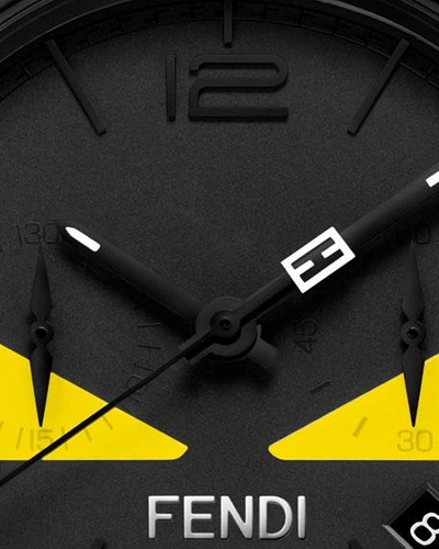 Shop Fendi Black Stainless Steel Monster Watch In Black/yellow