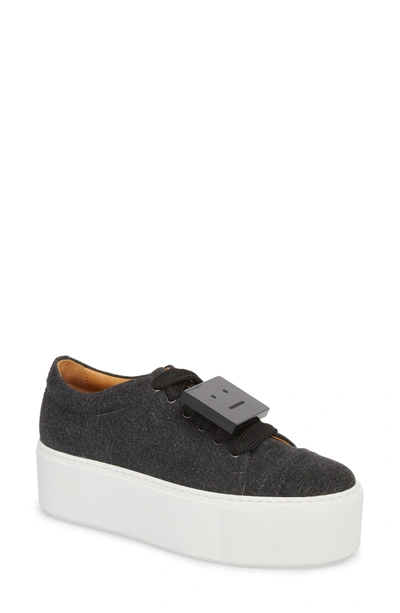 Shop Acne Studios Drihanna Denim Platform Sneaker In Black Washed