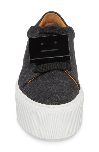 Shop Acne Studios Drihanna Denim Platform Sneaker In Black Washed