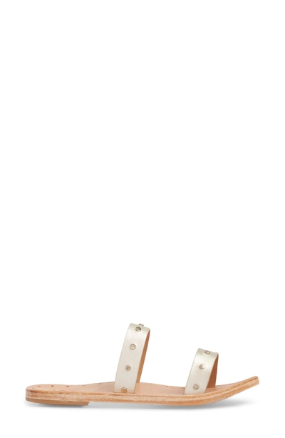 Shop Beek Woodpecker Studded Slide Sandal In Platinum Gold/ Nat