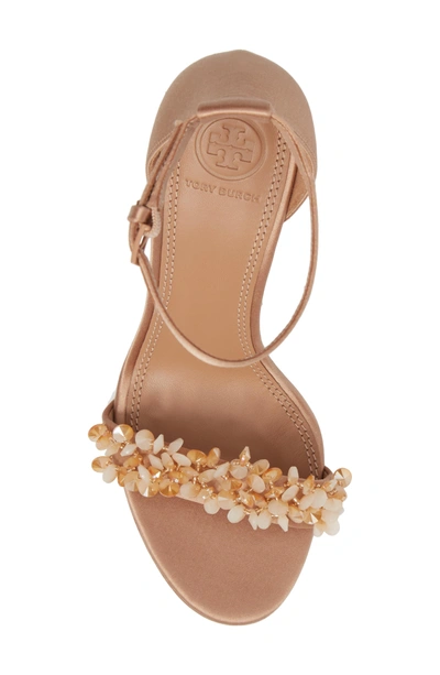 Shop Tory Burch Logan Crystal Embellished Sandal In Rose/ Natural Vachetta