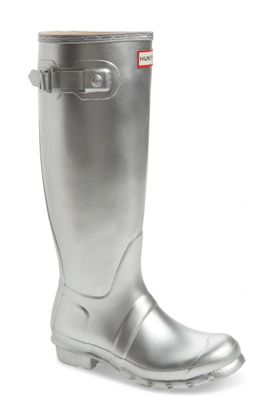 Shop Hunter Original Tall Rain Boot In Silver/ Silver