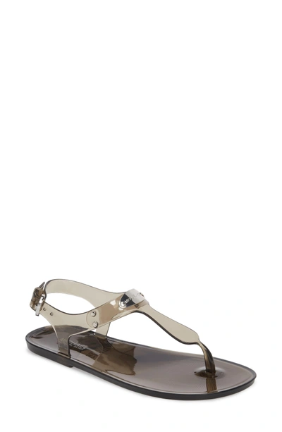 Shop Michael Michael Kors Logo Plate Clear Sandal In Smoke