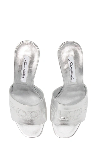 Shop Brian Atwood Spiagga Slide Sandal In Silver Metal Nappa