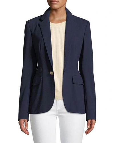 Shop Ralph Lauren Parker One-button Wool Jacket In Navy
