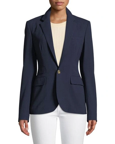 Shop Ralph Lauren Parker One-button Wool Jacket In Navy