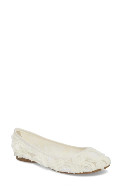 Shop Adrianna Papell Bernadette Flat In Ivory Fabric