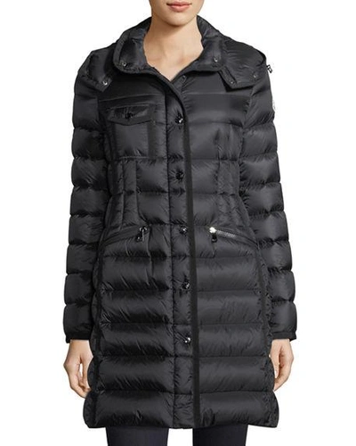 Shop Moncler Hermine Hooded Puffer Jacket In Black