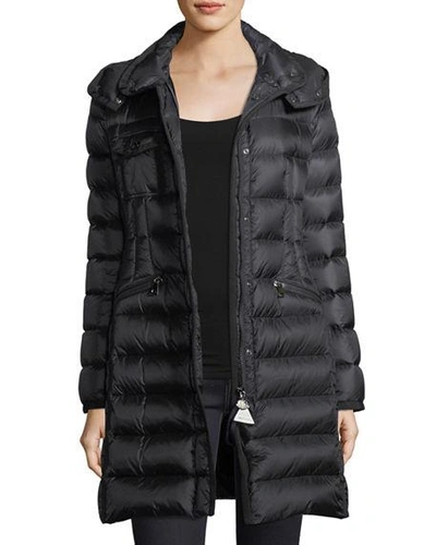 Shop Moncler Hermine Hooded Puffer Jacket In Black
