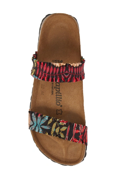 Shop Birkenstock Curacao Slide Sandal In Flower Frill Black Fabric