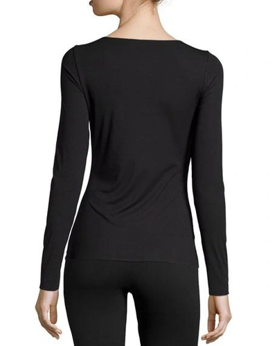 Shop Wolford Pure Long-sleeve Pullover Top In Black