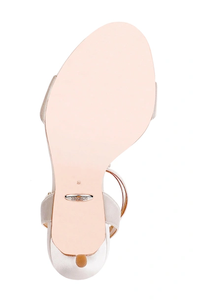 Shop Badgley Mischka Hollow T-strap Embellished Sandal In Ivory Leather