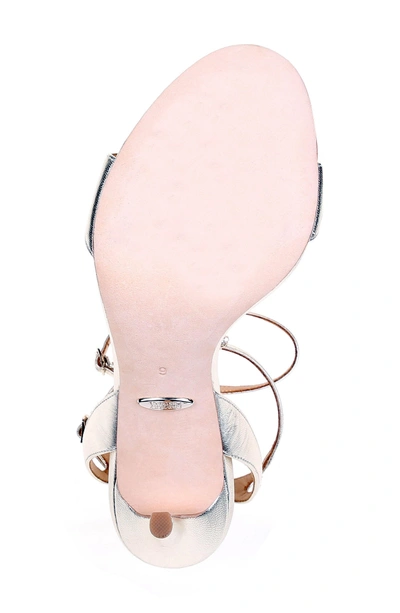Shop Badgley Mischka Hollow T-strap Embellished Sandal In Platino Metallic Leather