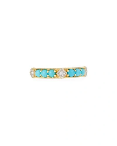 Shop Jude Frances 18k Lisse Round Turquoise Stone Ring In Gold
