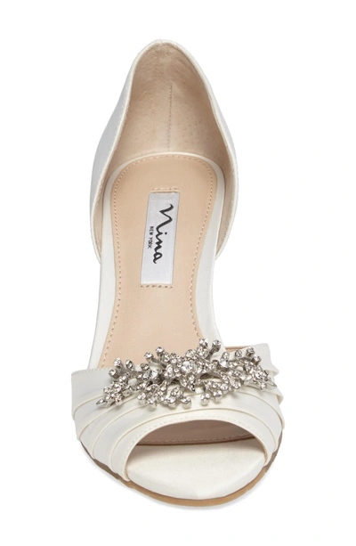 Shop Nina Emiko D'orsay Wedge Pump In Ivory Satin