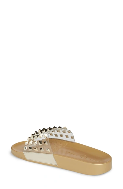 Shop Katy Perry Studded Slide Sandal In Gold