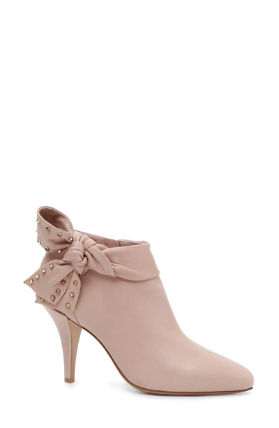 Shop Valentino Studded Bow Ankle Bootie In Poudre