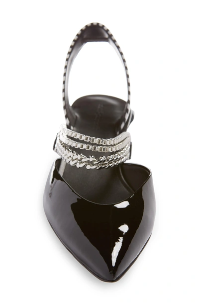 Shop Self-portrait Kitty Chain Embellished Slingback Pump In Black
