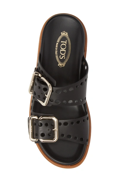 Shop Tod's Perforated Platform Slide Sandal In Black