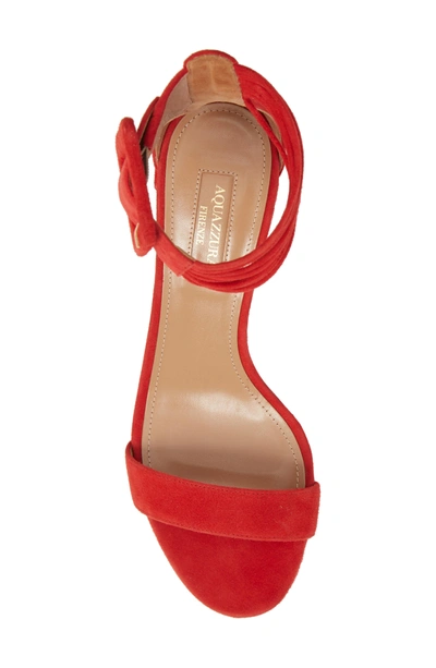 Shop Aquazzura Casablanca Ankle Cuff Sandal In Carnation Red