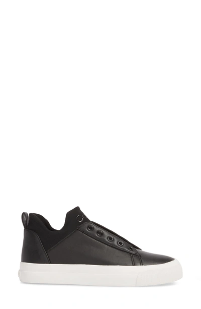 Shop Calvin Klein Valorie Mid Top Sneaker In White/ Black Leather