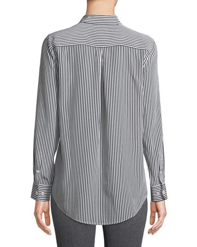 Shop Equipment Essential Button-front Striped Silk Shirt In White/black