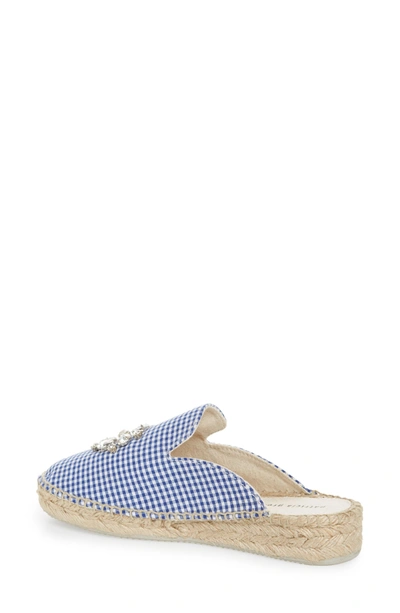 Shop Patricia Green Gingham Glam Embellished Loafer Mule In Blue Fabric