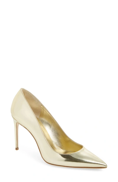 Shop Brian Atwood Valerie Pointy Toe Pump In Sahara Gold Specchio