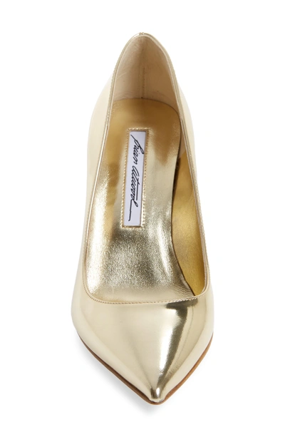 Shop Brian Atwood Valerie Pointy Toe Pump In Sahara Gold Specchio
