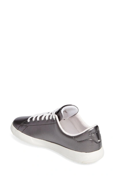 Shop Cole Haan Grandpro Tennis Shoe In Metallic Gunmetal Leather