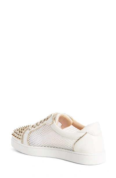 Shop Christian Louboutin Vieira Spiked Low Top Sneaker In Latte/ Light Gold