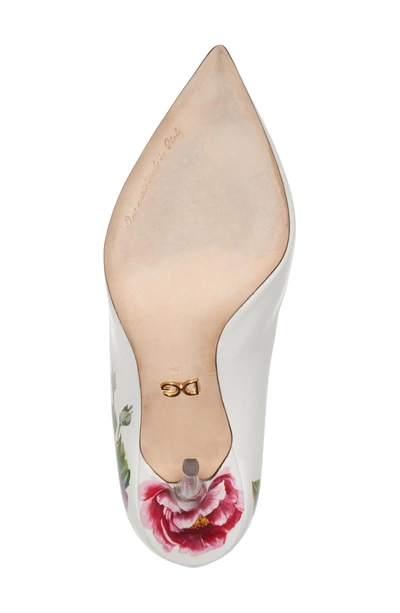 Shop Dolce & Gabbana Crystal Embellished Floral Pump In White/ Pink