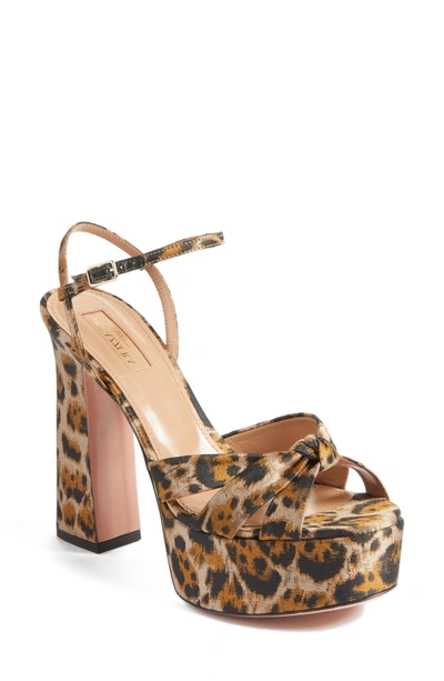 Shop Aquazzura Baba Platform Sandal In Leopard