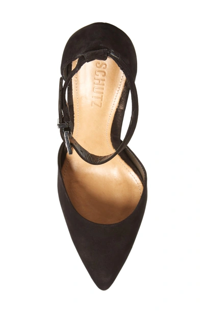 Shop Schutz Ionara Ankle Strap Pump In Black Nubuck Leather