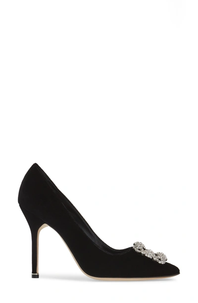 Shop Manolo Blahnik Hangisi Jewel Pump In Black Velvet