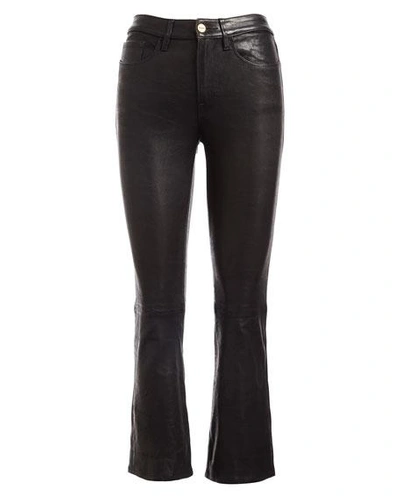 Shop Frame Crop Mini Boot Lamb Leather Pants In Black