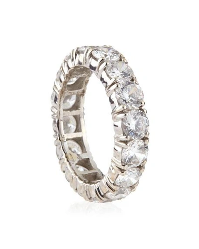 Shop Fantasia By Deserio 14k White Gold 4-prong Round Eternity Band In Clear