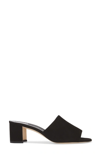 Shop Manolo Blahnik Rapallato Slide Sandal In Black Suede