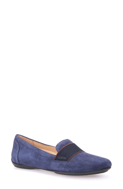 Shop Geox Charlene 17 Flat In Navy Leather