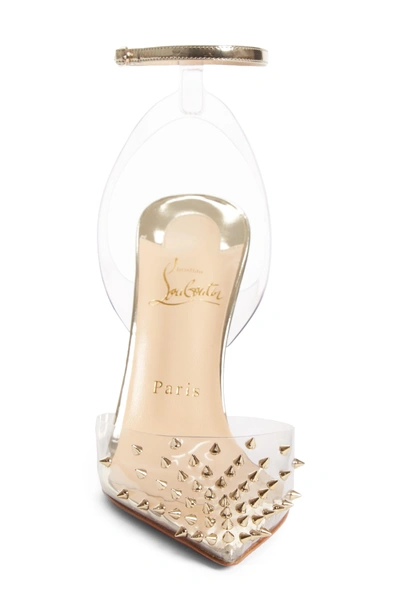 Christian Louboutin Spikoo Spiked Ankle-wrap Red Sole Pumps In Light Gold |  ModeSens