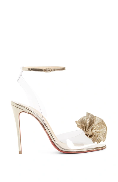 Shop Christian Louboutin Fossiliza Clear Ankle Strap Sandal In Gold/ Transparent