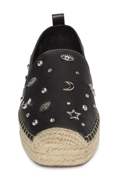 Shop Rebecca Minkoff Beatriz Embellished Espadrille Flat In Black Leather