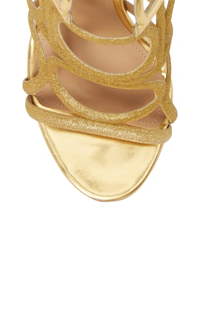 Shop Ferragamo Vinci Lace-up Heeled Sandal In Gold