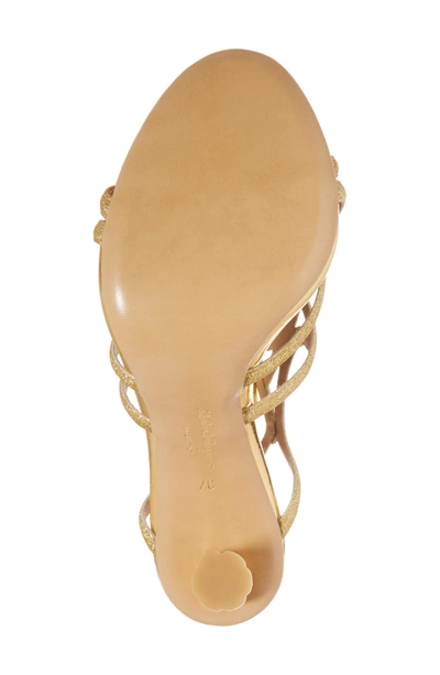 Shop Ferragamo Vinci Lace-up Heeled Sandal In Gold