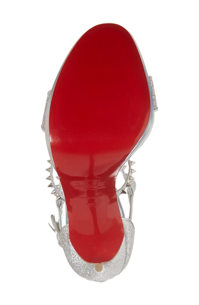 Shop Christian Louboutin Choca Lux Spiked Sandal In Silver